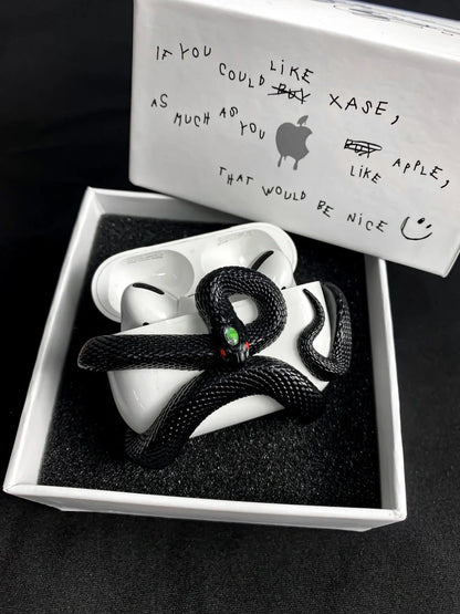 Spooky AirPods Pro case with creepy snake design, offers superior protection for wireless earphones