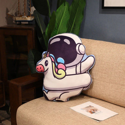 Soft, plush pillows in the shape of astronauts, rockets, and spacecraft to captivate young space enthusiasts