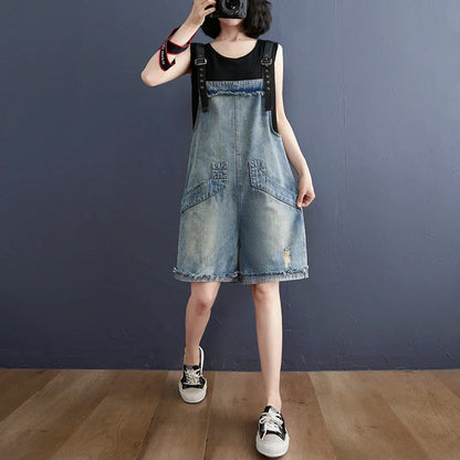 Stylish denim suspenders for women, perfect for plus-size fashion enthusiasts