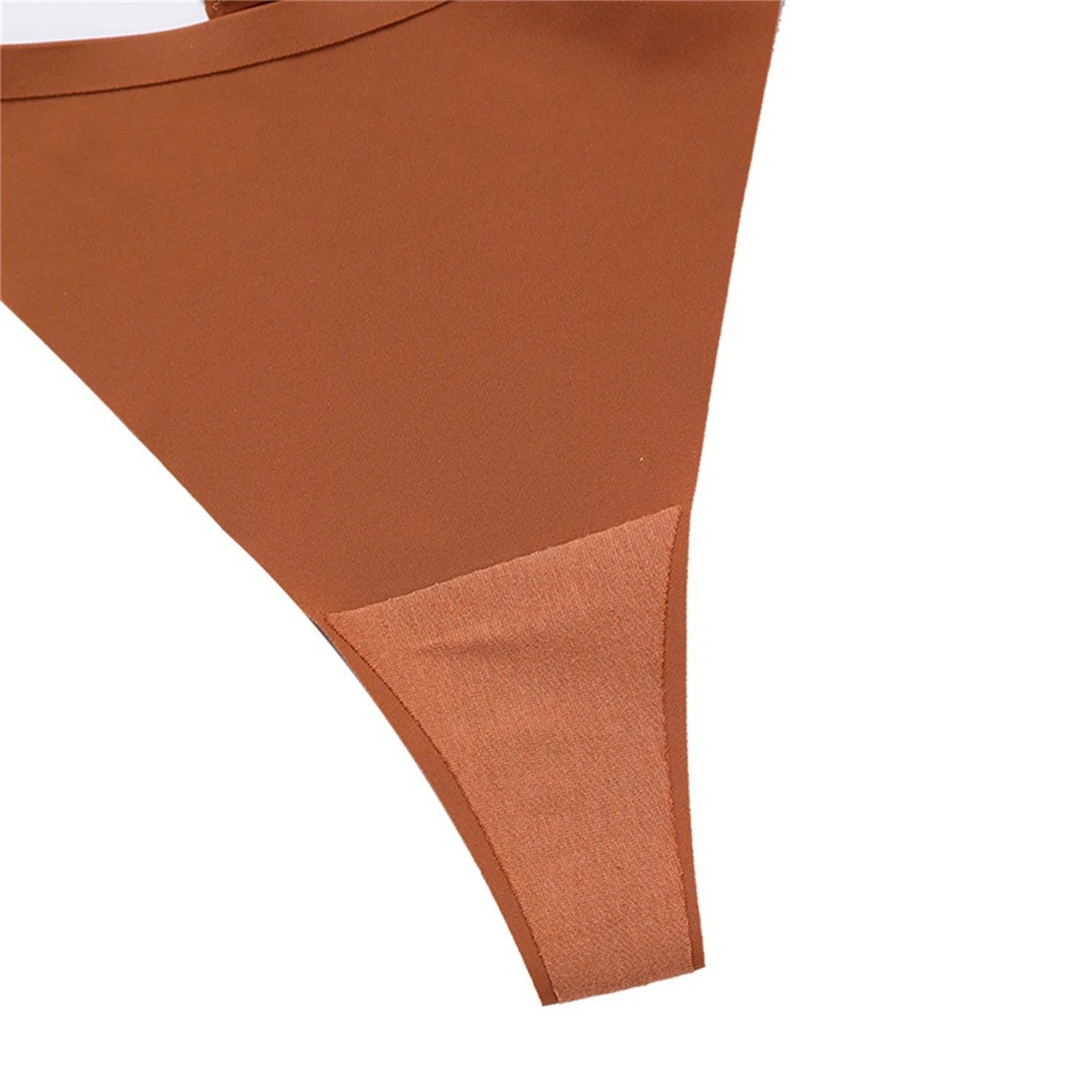 Low waist ice silk seamless T-back female underwear set in multiple colours