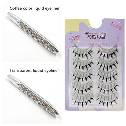 Premium self-adhesive eyeliner and false lash set in various shades