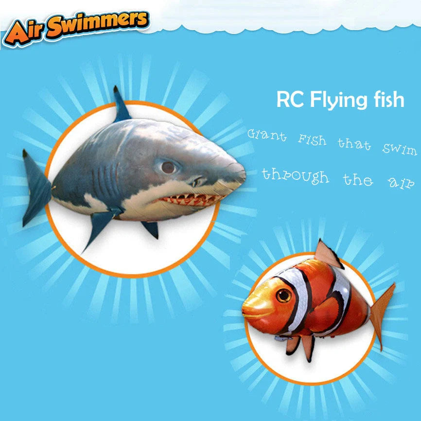 Remote Control Shark Toys Air Swimming Fish in vibrant colours, ready for indoor play