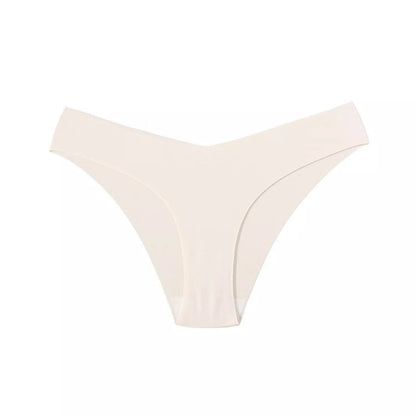 Women's V-shaped Waistband Seamless Ice Silk Panties in 5-colour set