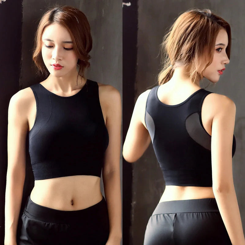 No Underwire Mesh Beauty Back Double-decker Sports Bra in various colors and sizes