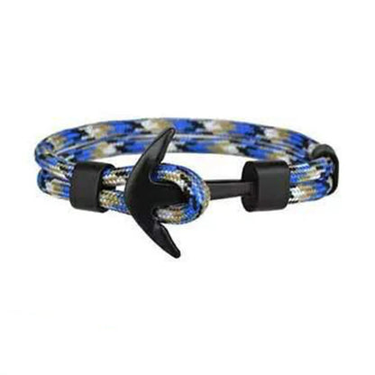 Anchor Bracelet featuring a nautical symbol on a cotton-linen rope