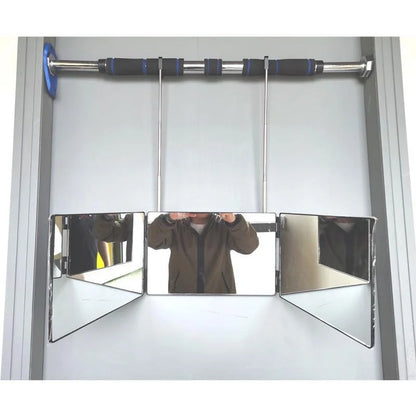 Telescopic Hanging Three-sided Folding Makeup Mirror with 360-degree view