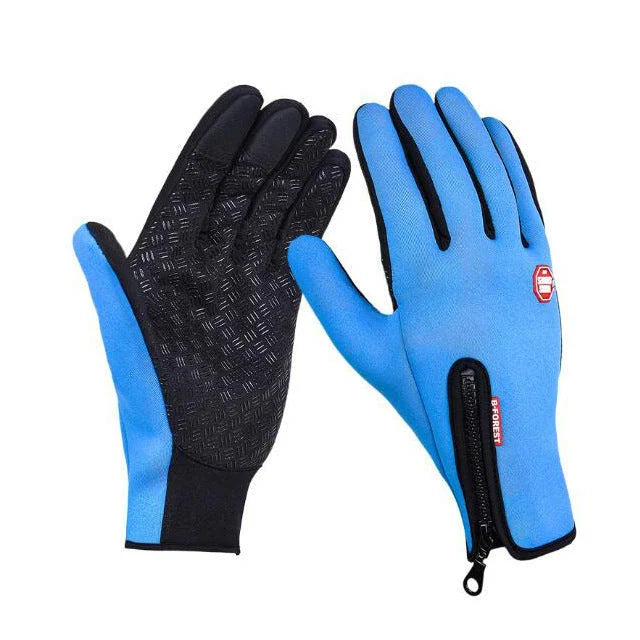 Warm, touchscreen-friendly motorcycle riding gloves made with cozy polar fleece lining for superior insulation and grip