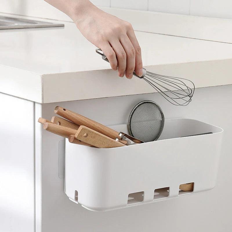 White retractable kitchen storage rack for cabinets and refrigerators
