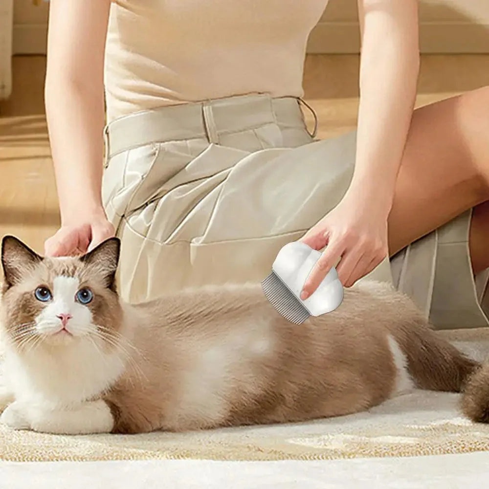 Universal pet grooming comb with ergonomic handle for dogs, cats, and rabbits