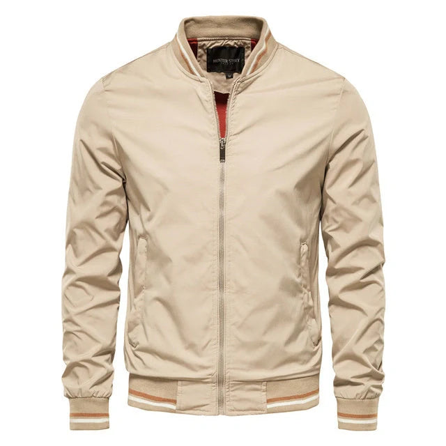 Men's stylish striped zip-up jacket with pockets in various colours