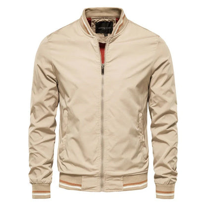 Men's stylish striped zip-up jacket with pockets in various colours