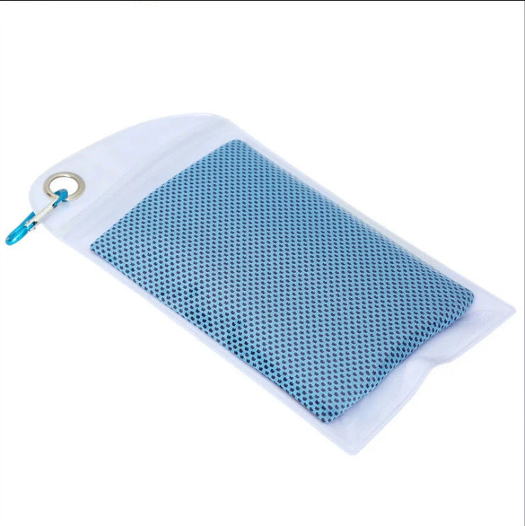 Mountaineering Cooling Towel in various vibrant colours, designed for outdoor activities and heat relief