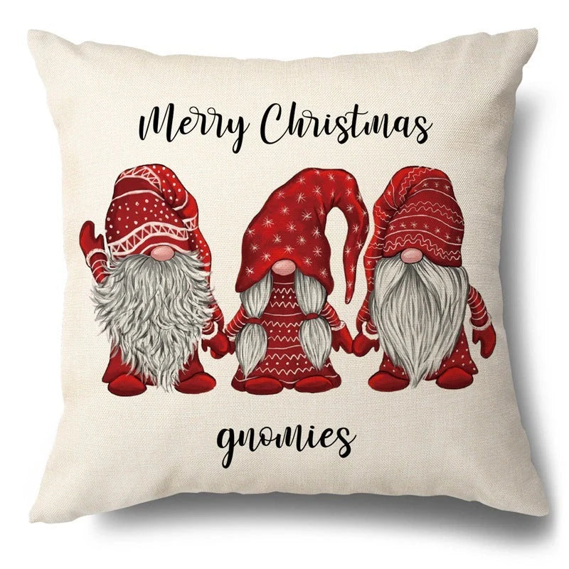 Christmas Hugging Pillowcase Flax Elk Design Sofa Cushion Cover with festive pattern