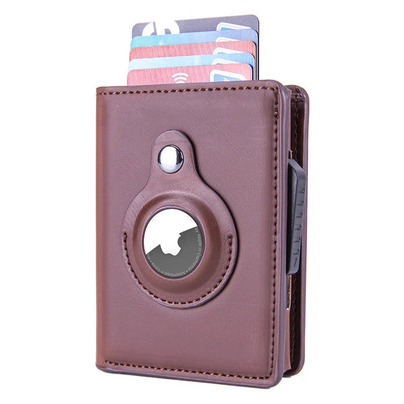 Sleek RFID-blocking wallet made of durable PU leather with multiple interior compartments and an AirTag pocket for secure everyday carry