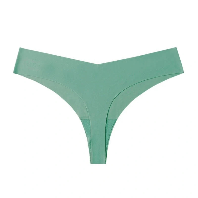 Low waist ice silk T-back underwear set in assorted colours with purified cotton crotch