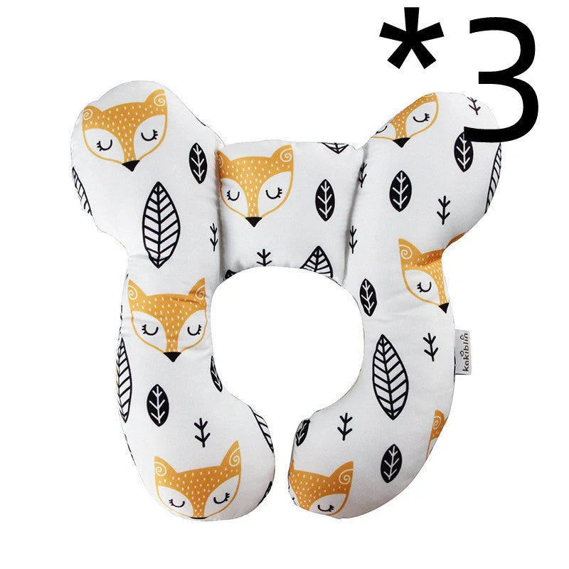 U-shaped baby head support pillow in pure cotton for car safety seats