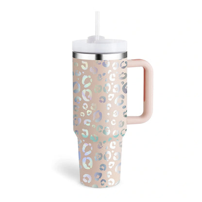 40oz stainless steel coffee mug with handle and straw, BPA-free, various colours available