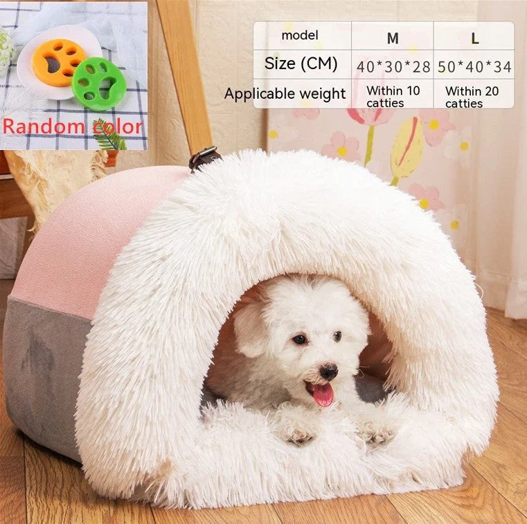 Cozy and stylish portable pet nest in various colors, ideal for keeping dogs and cats warm and comfortable during autumn and winter seasons.