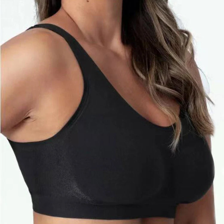 Plus-size S-3XL Nylon ShaperBra in white, black, and skin tone with rear three row buckle