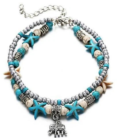 Starfish design zinc alloy anklet for women, perfect for beach outings