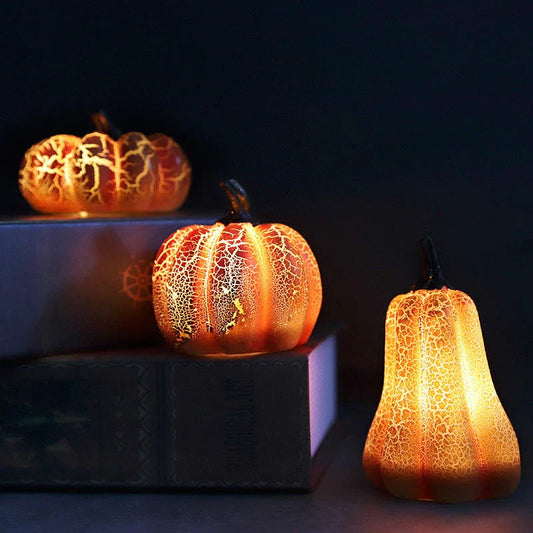 Enchanting Halloween Pumpkin Lantern with vivid pumpkin texture and warm LED lighting