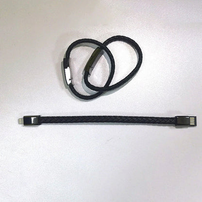 Stylish data cable bracelet in black, white, and brown colors with android, apple, and USB-C connectors