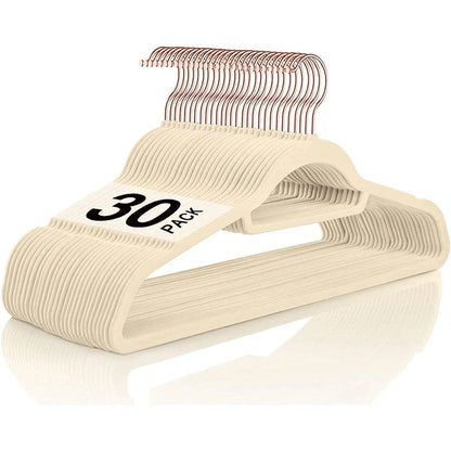 Multifunctional non-slip flocking hanger with rose gold hook in various colours