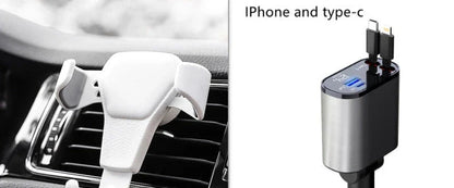 Ultra-Fast 100W Car Charger with Retractable Cable and Adjustable Connector for Rapid Smartphone, Tablet, and Laptop Charging