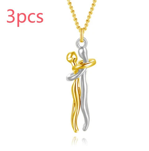 Stylish brass hugging couple necklace with minimalist design - a thoughtful Valentine's Day gift