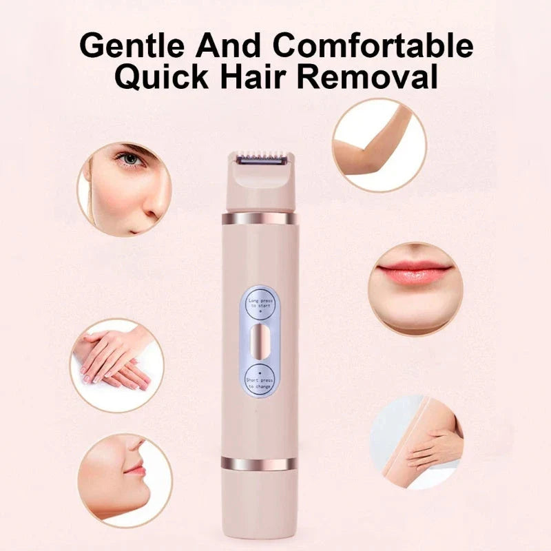 Dual-Head Electric Lady Shaver with Painless Epilator for Smooth, Hair-Free Skin on Face, Underarms, Bikini, and Legs