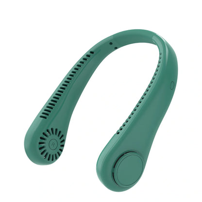 Hands-Free USB Rechargeable Neck Fan in white, pink, green, and blue with bladeless cooling technology