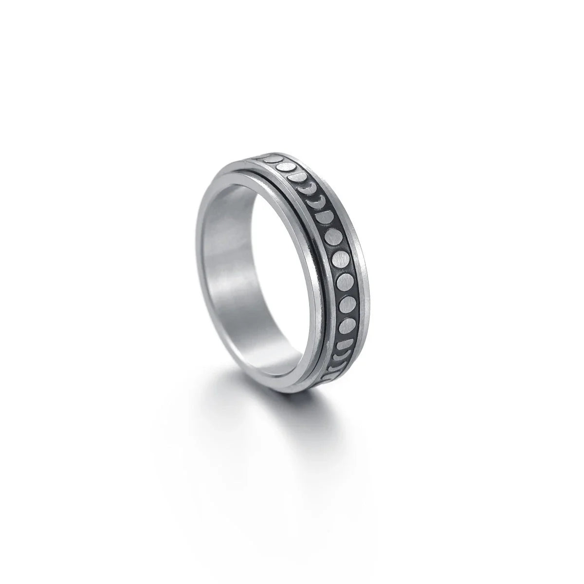 Titanium steel rings with captivating celestial designs including stars, moons, and floral motifs