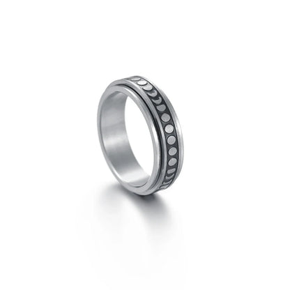 Titanium steel rings with captivating celestial designs including stars, moons, and floral motifs