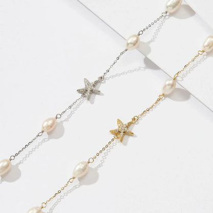 Sterling Silver Starfish Pearl Necklace for Women