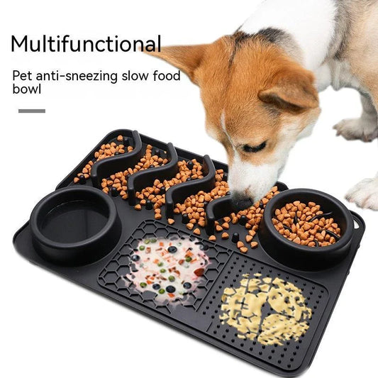 Multifunctional slow feeder silicone licking mat for dogs, available in various colors and sizes to promote healthier eating habits and dental care.