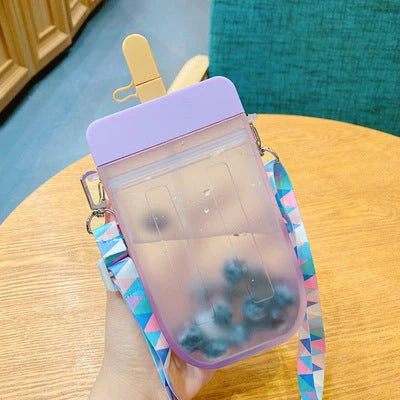 Summer children's water cup with straw, anti-leak design, and cartoon pattern