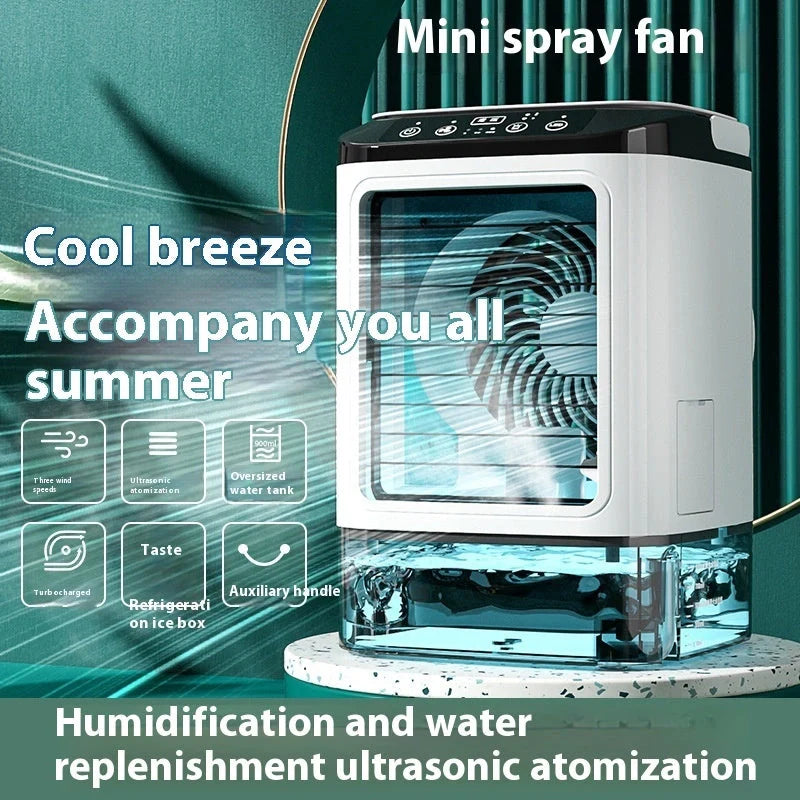 USB Portable Air Cooler with Dual Spray Cooling feature, compact and lightweight design for home and office use