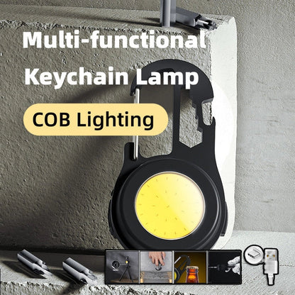 6 IN 1 Multi-functional Mini Keychain Lamp with Super Bright COB Light