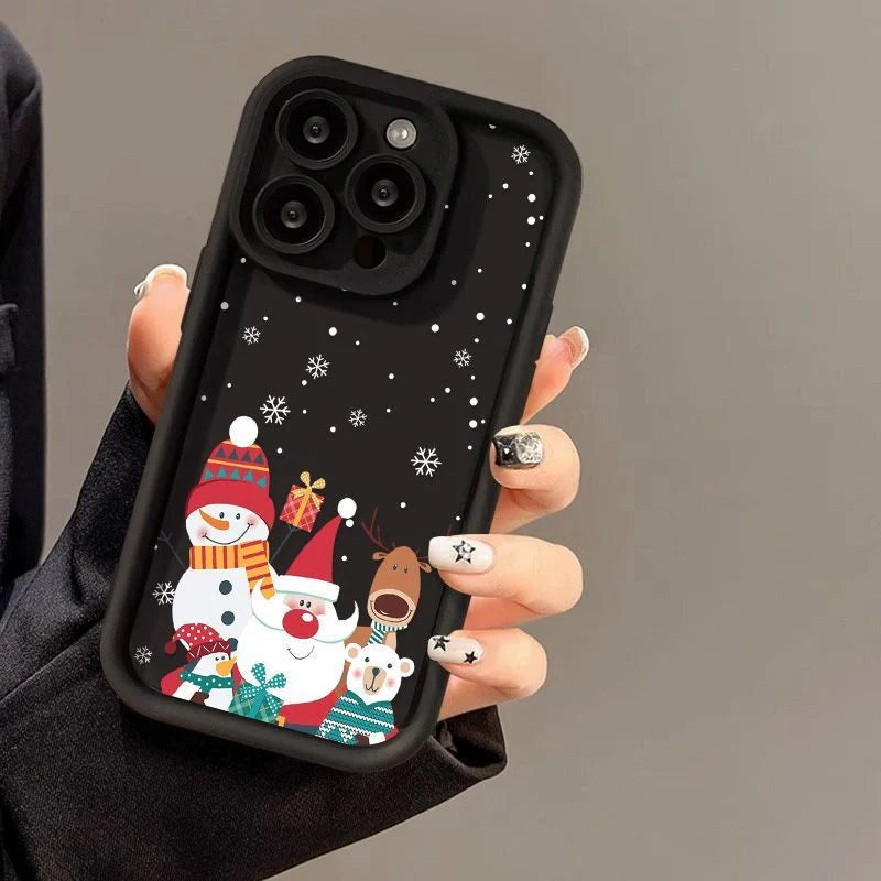 Santa Claus themed frosted shockproof silicone iPhone case in multiple colours