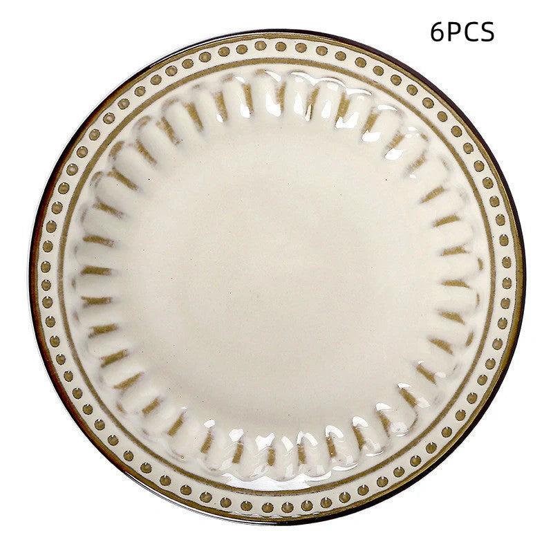 A set of 6 exquisite white ceramic plates, perfect for serving a variety of dishes in style