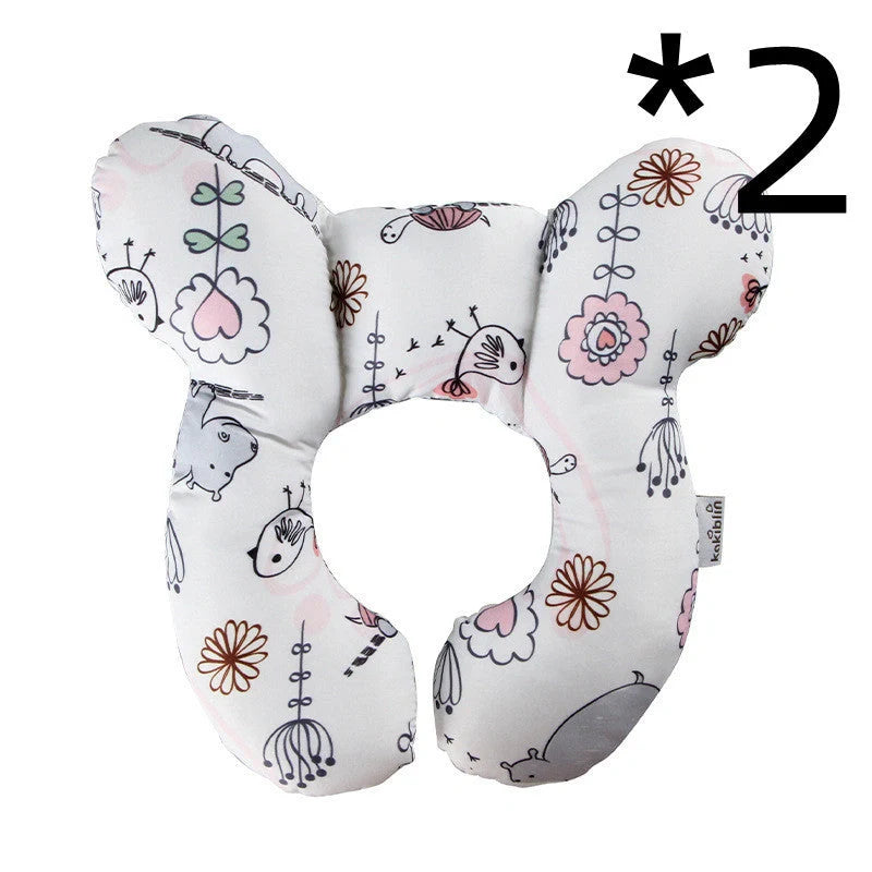 U-shaped baby head support pillow in pure cotton for car safety seats