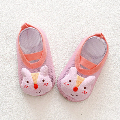 Non-slip baby shoes and socks with cartoon designs for toddlers