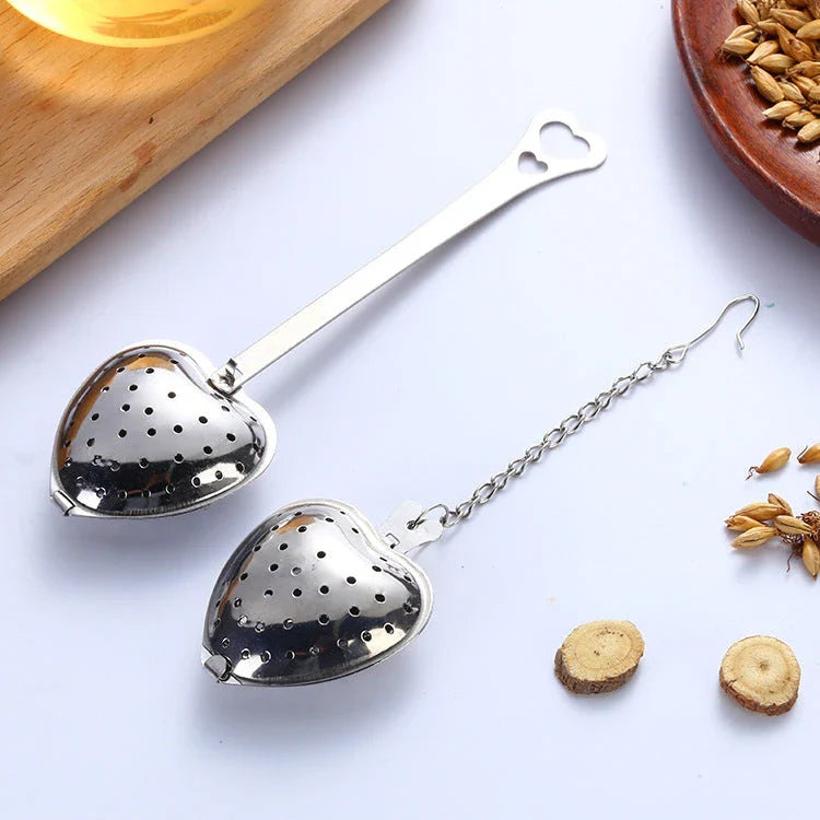 Premium Stainless Steel Tea Infuser with Chained Heart-Shaped Design for Brewing Loose Leaf Tea and Herbal Infusions