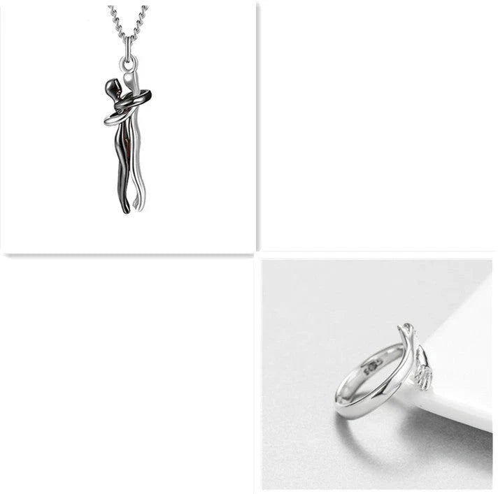 Stylish brass hugging couple necklace with minimalist design - a thoughtful Valentine's Day gift