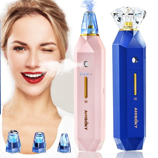 2-in-1 Blackhead Remover Vacuum Pore Cleaner with Oxygen Injection Moisturising in pink and sapphire blue