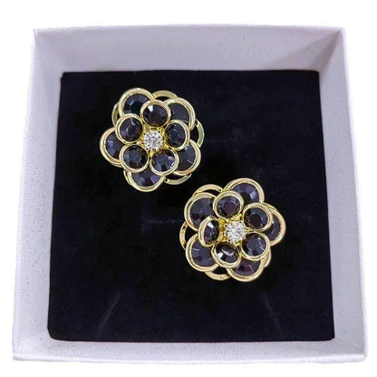 Small flower stud earrings for women in colour, black, and white options - sweet and trendy design