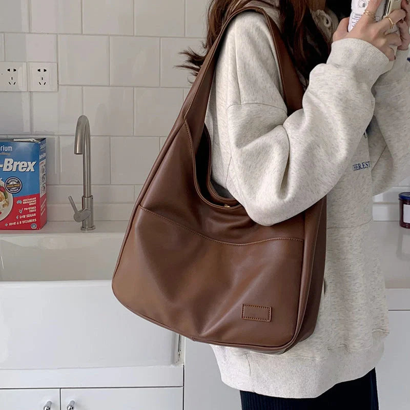 Spacious Women's Tote Bag in Brown, Black, and White Colours with Comfortable Shoulder Straps