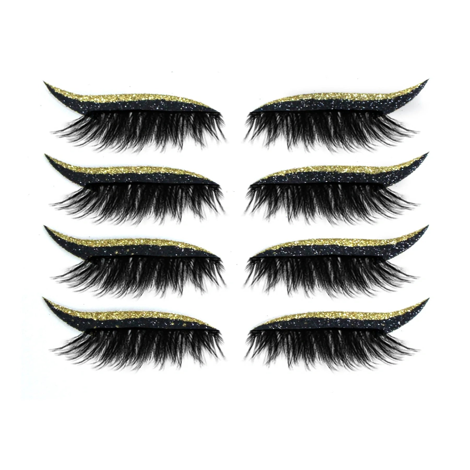 Glitter eyeliner stick and false eyelash set in various colours for eye makeup enhancement