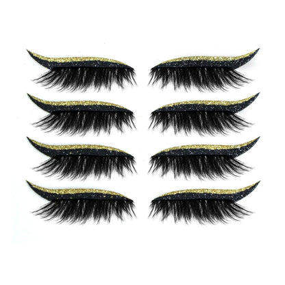 Glitter eyeliner stick and false eyelash set in various colours for eye makeup enhancement