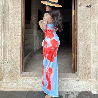 Stylish slit maxi dress in various colors, perfect for summer beach and party occasions
